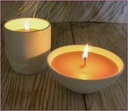 WHITE PAINTED TERRACOTTA FILLED W/ CITRONELLA RECYCLED WAX OUTDOOR 16X6,5CM