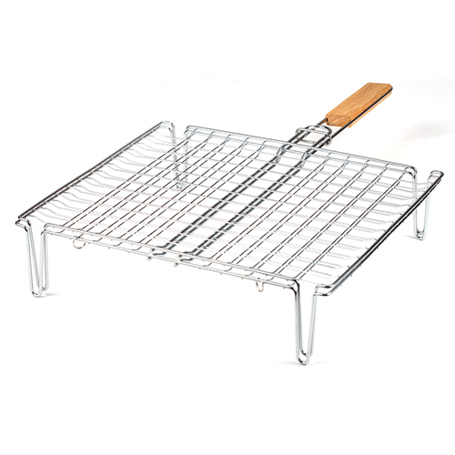 Metal wire mesh grilling basket with feet "BBQ Guru" 35x25cm