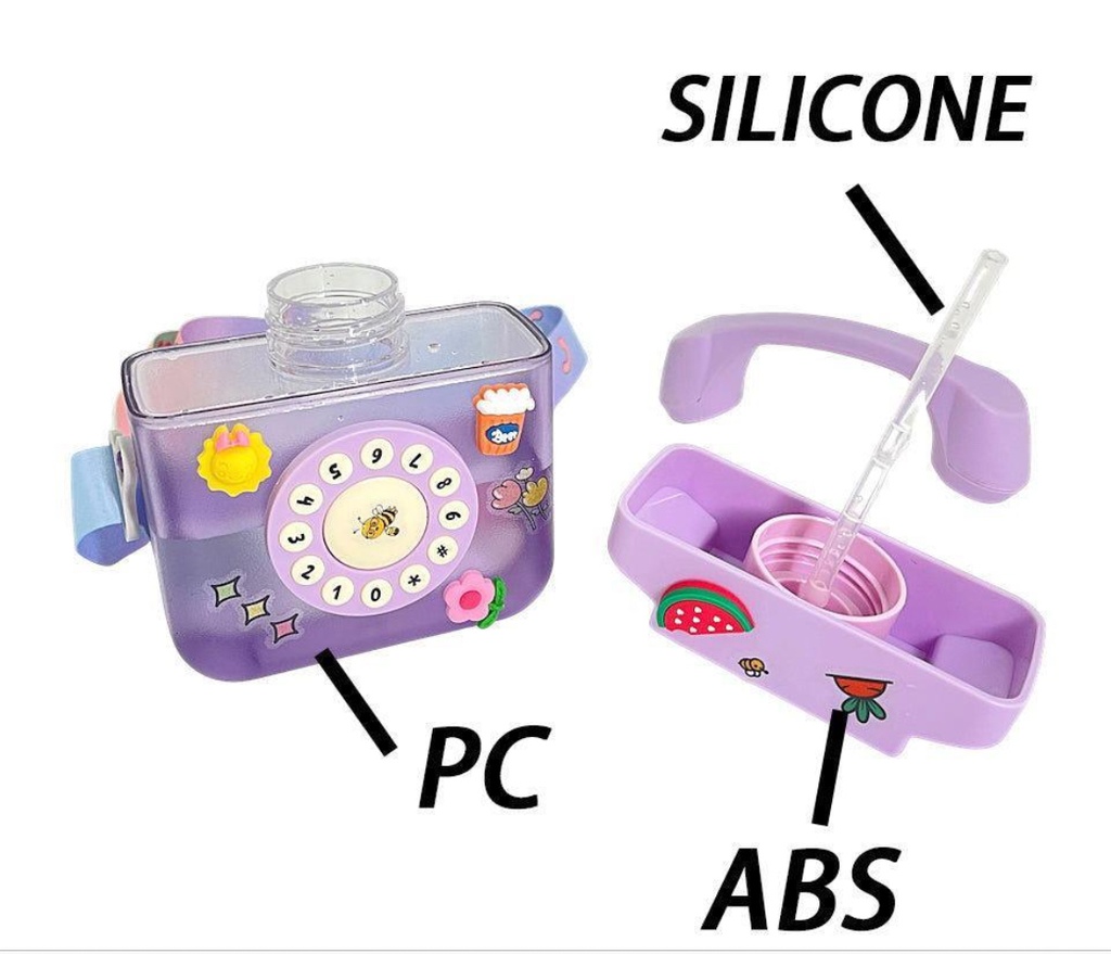 Kids Water Plastic Bottle Telephone 400ML MIN-007-Pink