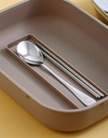 Lunch Box Stainless Steel with Cutlery set Sunglass shape LBS-004-Yellow