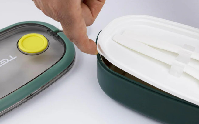 Lunch Box Stainless Steel with Cutlery set LBS-005-Green