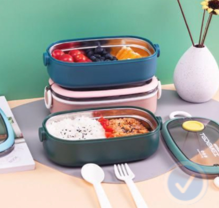Lunch Box Stainless Steel with Cutlery set LBS-005-Green