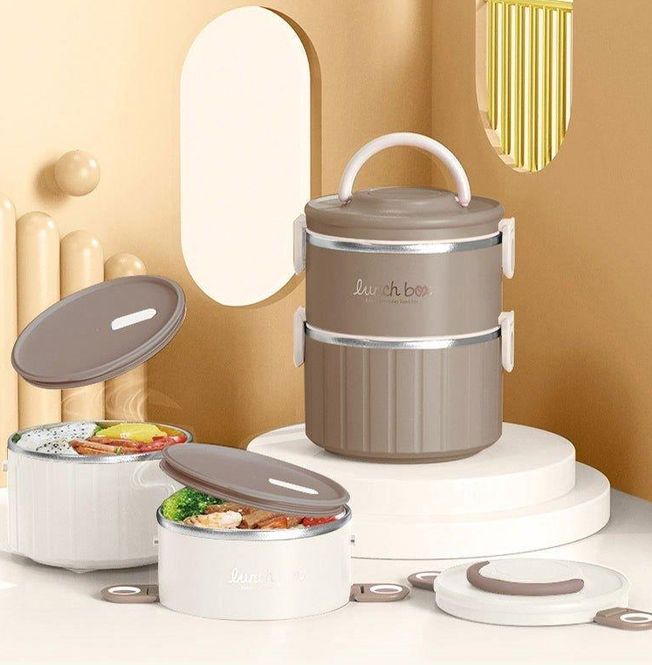 Lunch Box Stainless Steel two levels LBS-021-Gray