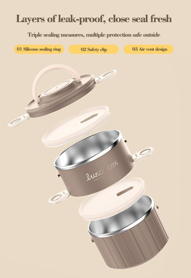 Lunch Box Stainless Steel two levels LBS-021-White