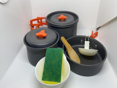 Aluminum camping cookware, set of 11pcs
