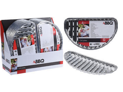GRILL PLATE SET OF 4PCS, ALUMINIUM, SIZE 320X190X18MM,THICKNESS 0,7MM