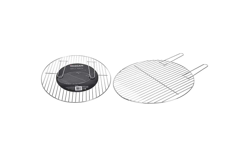 BBQ GRILL RACK, CHROMED, DIA 47CM, DIA 4/2,5MM, WITH 2 FOLDABLE HANDLES, EACH WITH ROUND COLOUR