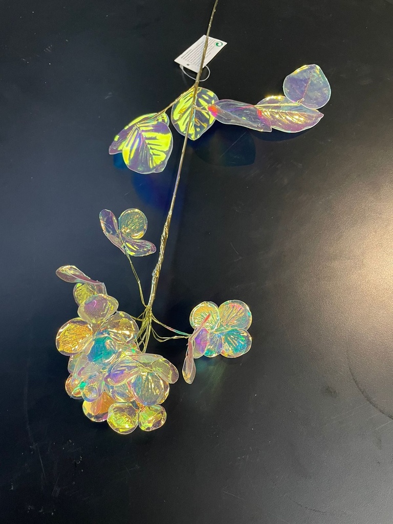 FLOWERS ON PICK, PP, WIRE, SIZE: 10X8X59CM, WEIGHT: 31 GRAM, COLOUR CLEAR IRIDESCENT/ 100X80X590MM, HANGTAG