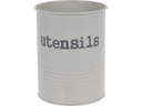 CUTLERY HOLDER METAL WITH COATING AND WITH TEXT 'UTENSILS'. SIZE DIA 12XH17CM
