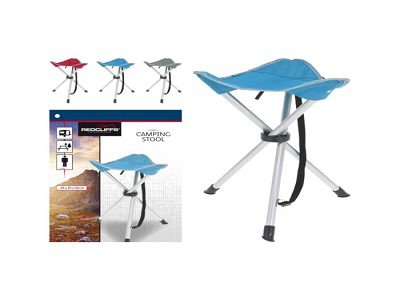 CAMPING STOOL FOLDABLE, SIZE: H45CM, SEATPART: 35X35CM, METAL TUBES: 19X0,9MM IN SILVER GREY METALIC COLOUR