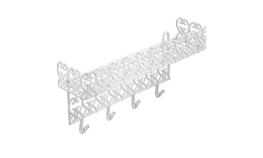 Wardrobe shelf with 4 hooks