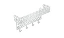 Wardrobe shelf with 4 hooks