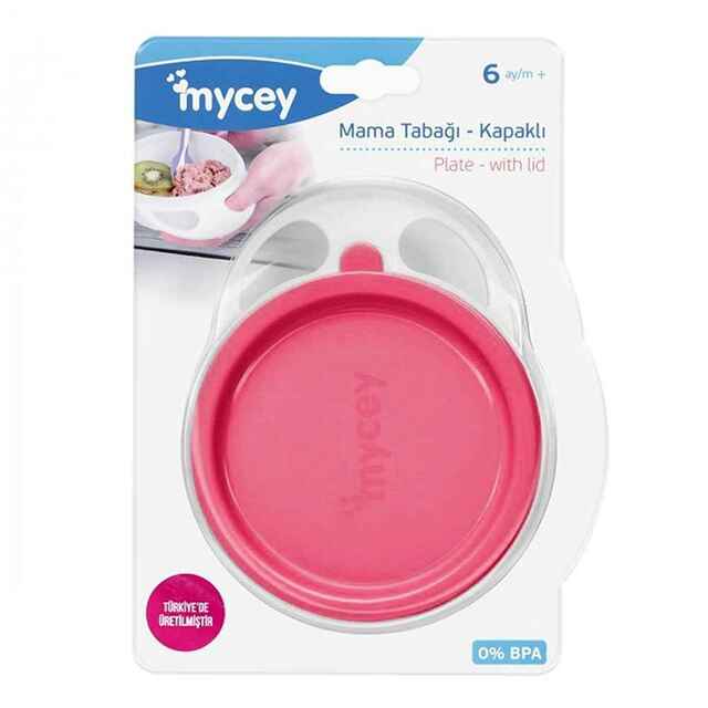 Plate - with lid - pink