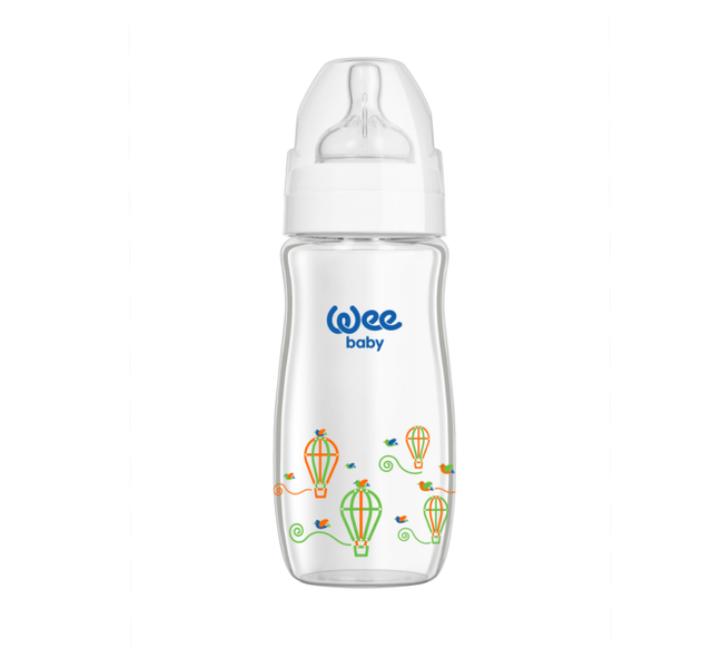 Heat Resistant Patterned Classical + Wide Neck Glass Fedding Bottle 280 ml No:1 - 141