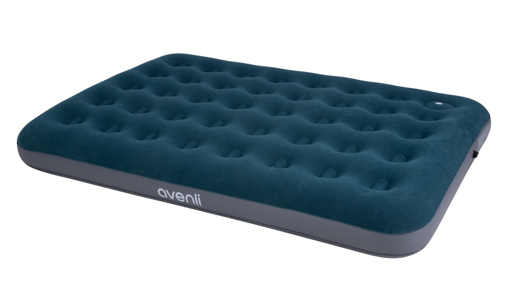 Flocked Double Airbed with Built-in Foot Pump - 24131