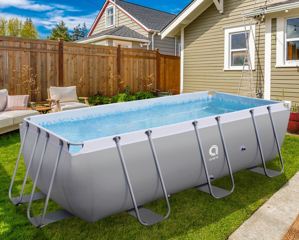 Rectangular Steel Frame Pool ,Filter Pump 530gal , ladder 17726EU