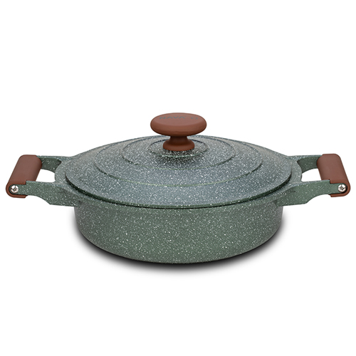 Die cast aluminum low casserole "Ωmega" with lid and nonstick stone coating 26cm