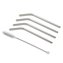 Stainless steel straws "Acer" with cleaning brush set of 5pcs 20cm