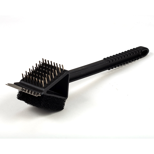 Stainless steel grill cleaning brush "BBQ Guru" with scrub pad and scraper 