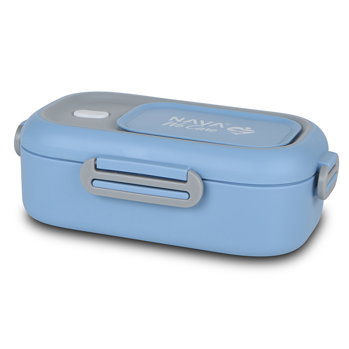 Rectangular stainless steel lunch box "We Care", blue 800ml