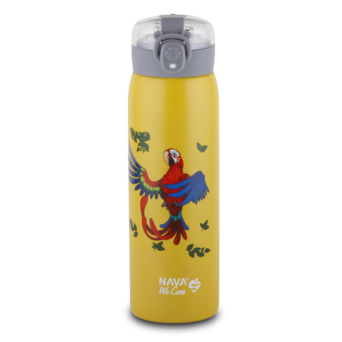 Stainless steel insulated water bottle "We Care", yellow 500ml