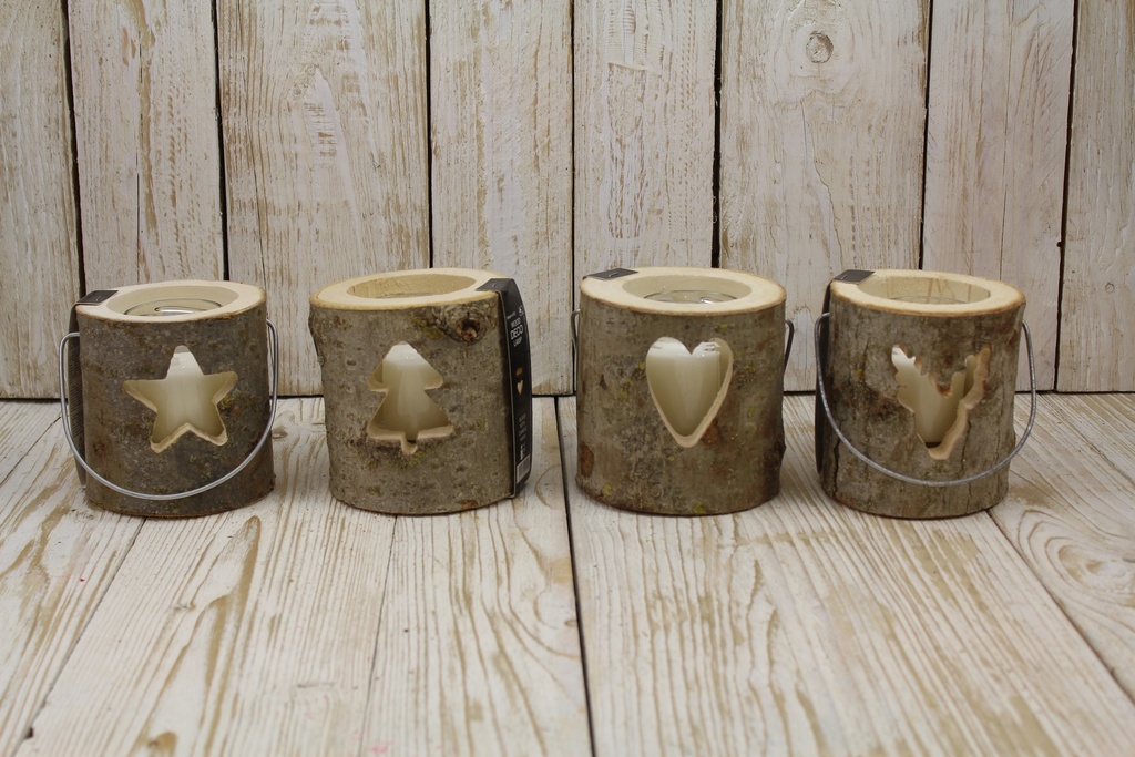 DECORATIVE LANTERN WOOD CLASSIC IN/OUT PRESSED WHITE CANDLE 12X12CM 20Hrs