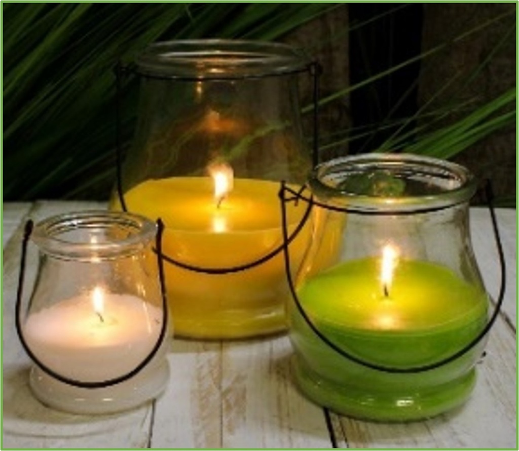 CITRONELLA FILLED HANGING GLASS 12X12,5 CM IN/OUT 45 Hrs