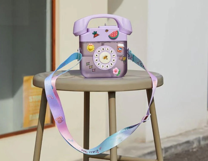 Kids Water Plastic Bottle Telphone 400ML MIN-007-Purple