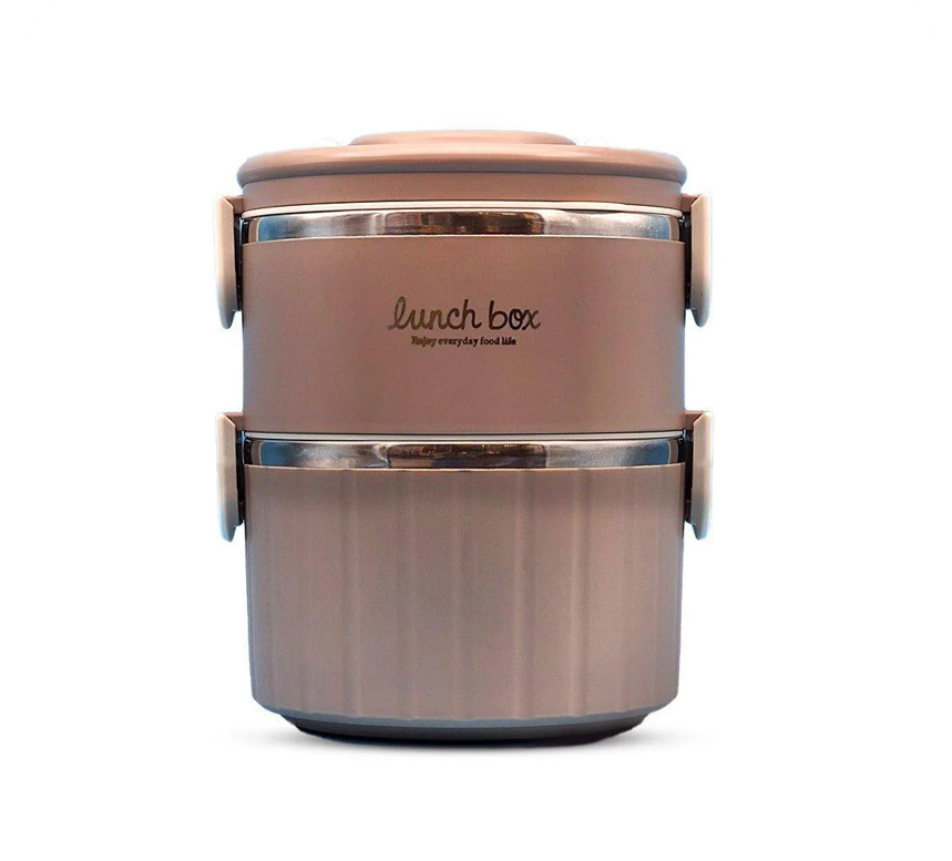 Lunch Box Stainless Steel two levels Mix Colors LBS-021-Gray