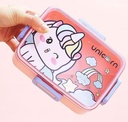 Kids Lunch Box Plastic with Spoon Mix Colors LBP-006-Unicorn