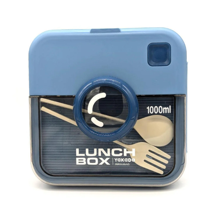 Lunch Box Plastic with Cutlery set Mix Colors LBP-008-Blue