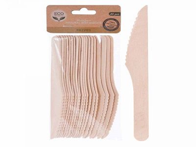 [1000284] KNIFE BIRCHWOOD SET OF 20PCS 165MM IN OPP BAG WITH HEADER/ 90X15X220MM, OPP BAG WITH HEADER: 20 X PCS KNIFE 165MM, WOODEN
