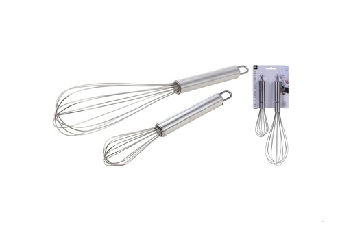 [1000326] WHISK, SET OF 2 PIECES STAINLESS STEEL (18/0) 8 INCH AND 12 INCH, PACKED AS SET ON OUR DESIGN TIE