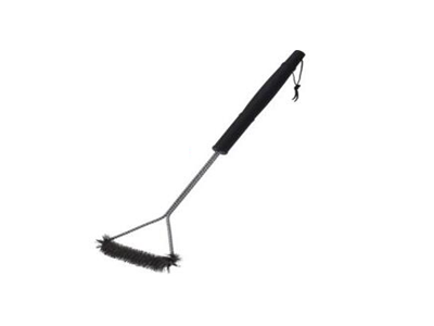 [1000332] BBQ BRUSH TRIANGLE SHAPE METAL WIRE WITH PP SOLID HANDLE AND LEATHER STRAP