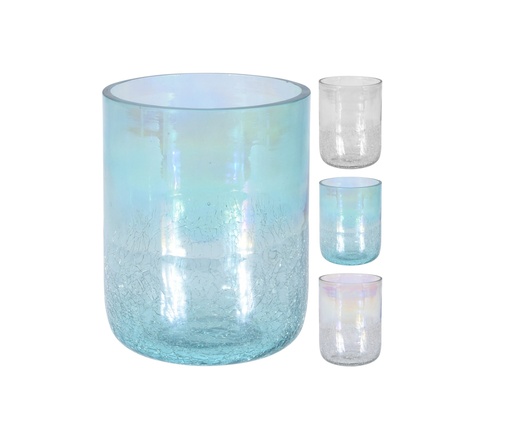 [1000362] TEALIGHT HOLDER GLASS VOTIVE SIZE 10X10X14CM, 2 ASSORTED COLOURS. BARCODE STICKER ON BOTTOM OF EACH PIECE