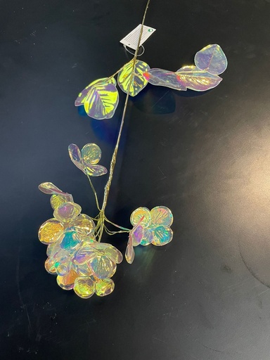 [1000376] FLOWERS ON PICK, PP, WIRE, SIZE: 10X8X59CM, WEIGHT: 31 GRAM, COLOUR CLEAR IRIDESCENT/ 100X80X590MM, HANGTAG
