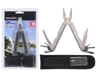 [1000386] PLIER 15 FUNCTIONS, STAINLESS STEEL, 15CM WITH BELT NYLON POUCH, PACKED ON DOUBLE BLISTER/ 150X20X260MM, DOUBLE BLISTER: , 150X1X1M