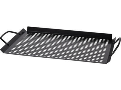[1000440] BBQ GRILL TRAY WITH HOLES AND HANDLES, IRON WITH NON STICK COATING