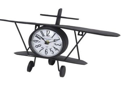 [1000466] CLOCK SHELVE PLANE MODEL, SIZE 375X100X200MM METAL. TWO SHELVES