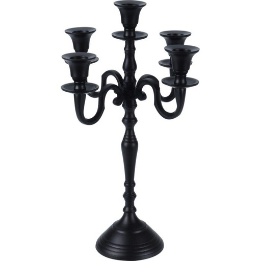 [1000494] CANDLE HOLDER 355MM, BLACK, ALUMINUM, 5 LIT CANDLE HOLDER, TOTAL WEIGHT XXX GRAM, EACH WITH HANGTAG/ 230X230X355MM, HANGTAG