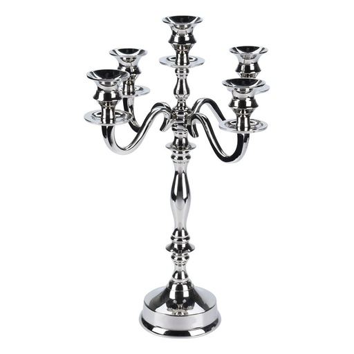 [1000503] CANDLE HOLDER 395MM, ALUMINUM, 5 LIT CANDLE HOLDER, TOTAL WEIGHT XXX GRAM, EACH WITH HANGTAG/ 270X270X395MM, HANGTAG