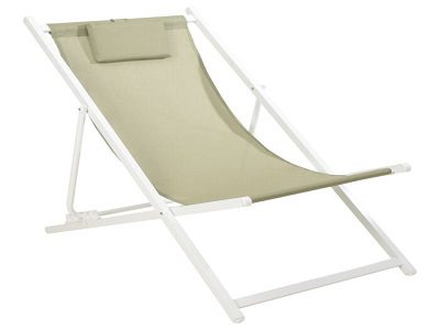 [1000514] FOLDING CHAIR, SIZE: 101X61X91CM. TUBE: 30X20X0.1/30X15X0.1MM. POWDER COATING. ALU FRAME IN WHITE. WITH GREEN 2X1 FABRIC SEATING 540GSM