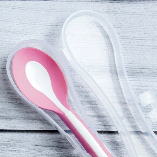 [1000796] Weaning Spoon with Carrying Case - pink