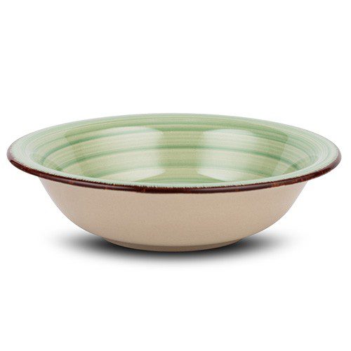 [1000912] Stoneware plate for soup "Lines Oil Green" 21cm