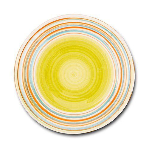 [1000915] Stoneware fruit plate "Lines green" 19cm