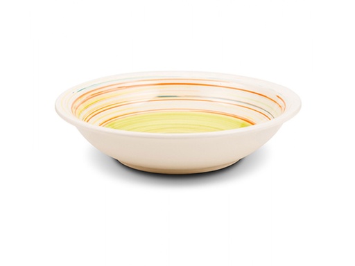 [1000979] Stoneware soup plate "Lines green" 21cm