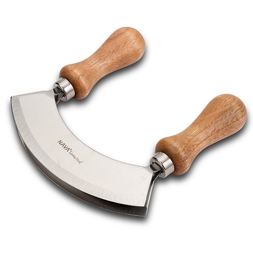 [1001048] Stainless steel double blade slicer "Terrestrial" with wooden handles 13.5cm