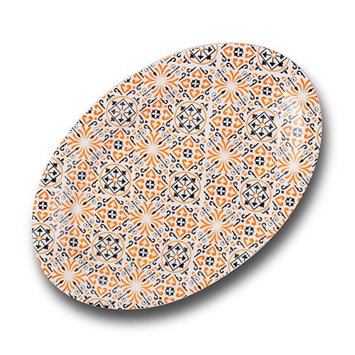 [1001109] Porcelain oval platter "Maiolica orange" 35cm