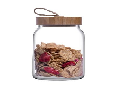 [1001435] Bamboo jar with lid (Woody) 860cc