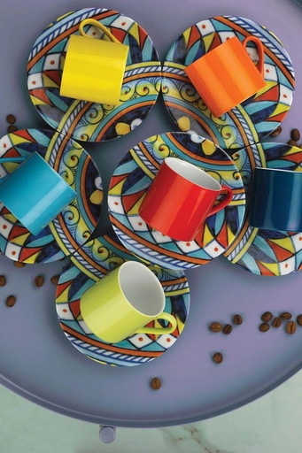 [1001952] Kutahya Porselen 'Ruya' Coffee cup & saucer, set of 6
